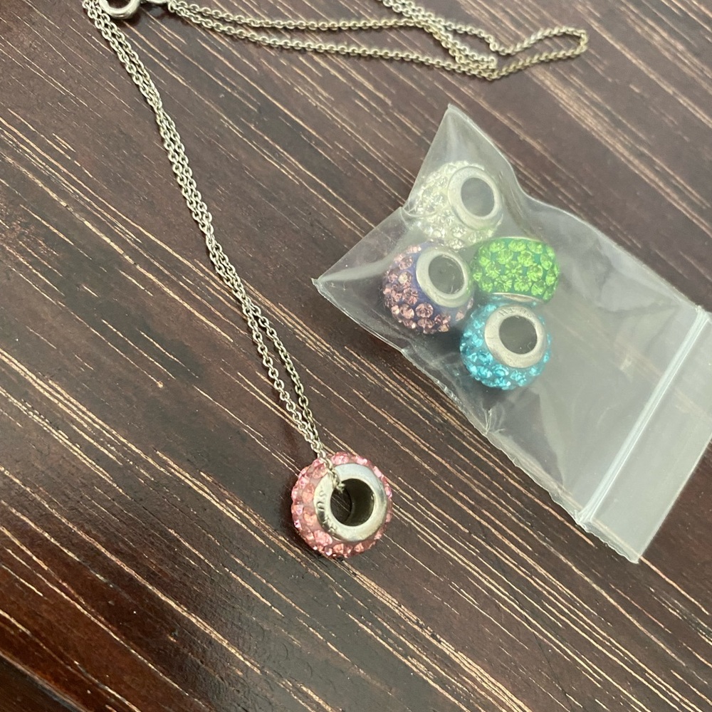 Pandora necklace with interchangeable charm beads